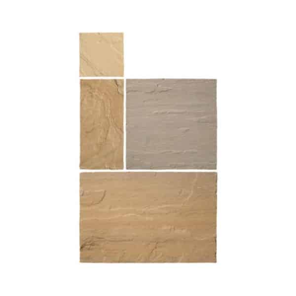Sandstone Paving Slabs in Buff Brown Colour and Shades