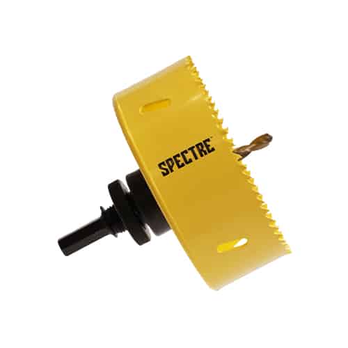 spectre holesaw with arbor hex from the side
