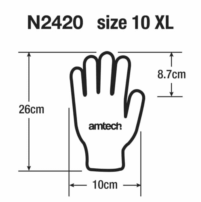 gloves measurements graph