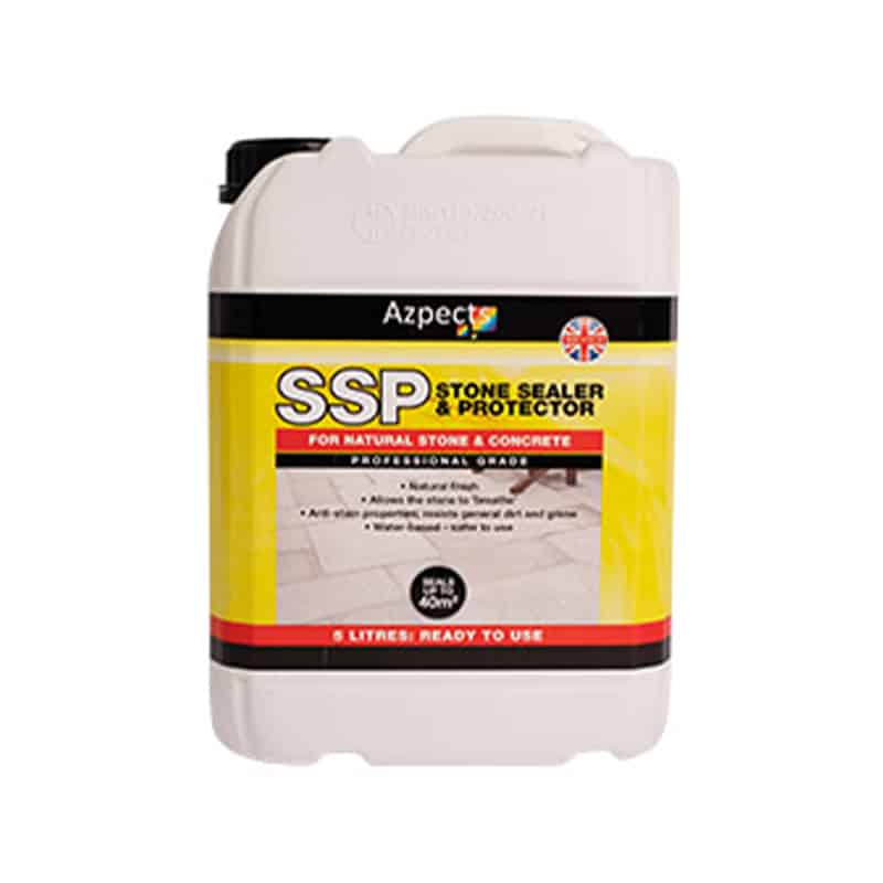 white 5l bottle of Azpects EasySeal Stone Sealer and Protector with black cap and black yellow and red detailing